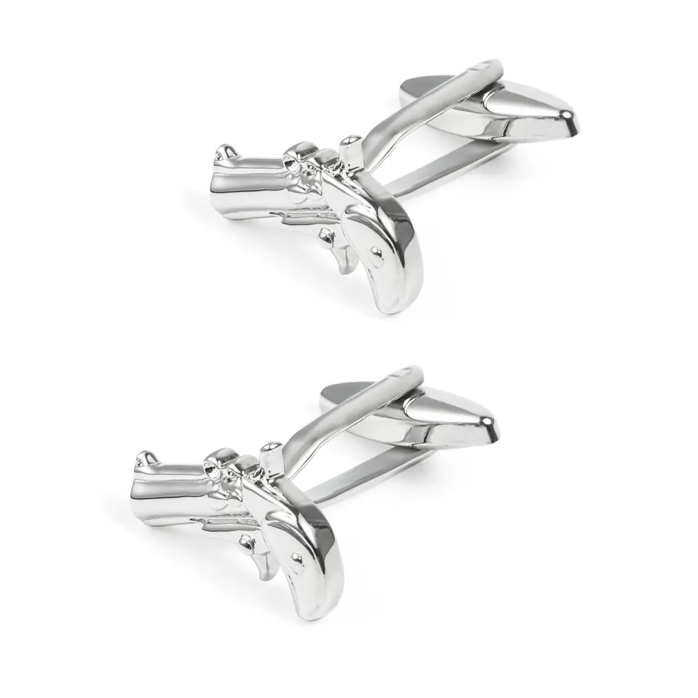 Wholesale Novelty Silver Derringer Pistol Gun Shape Cufflinks Men's Suit Shirt Fashion Accessory CL0034-S
