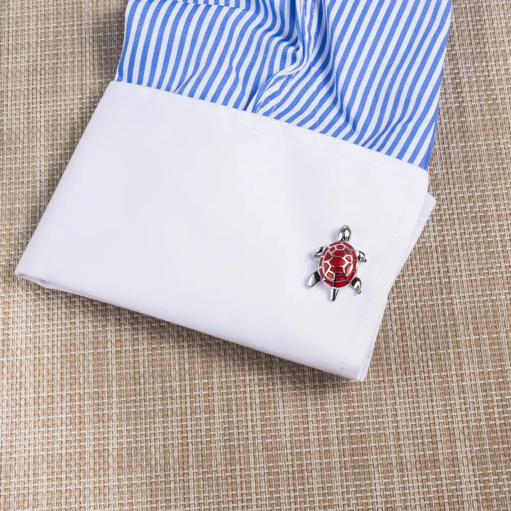 Wholesale Quality Shirt Cufflinks Customize Enamel Novelty Tortoise Red Cufflinks CC0028