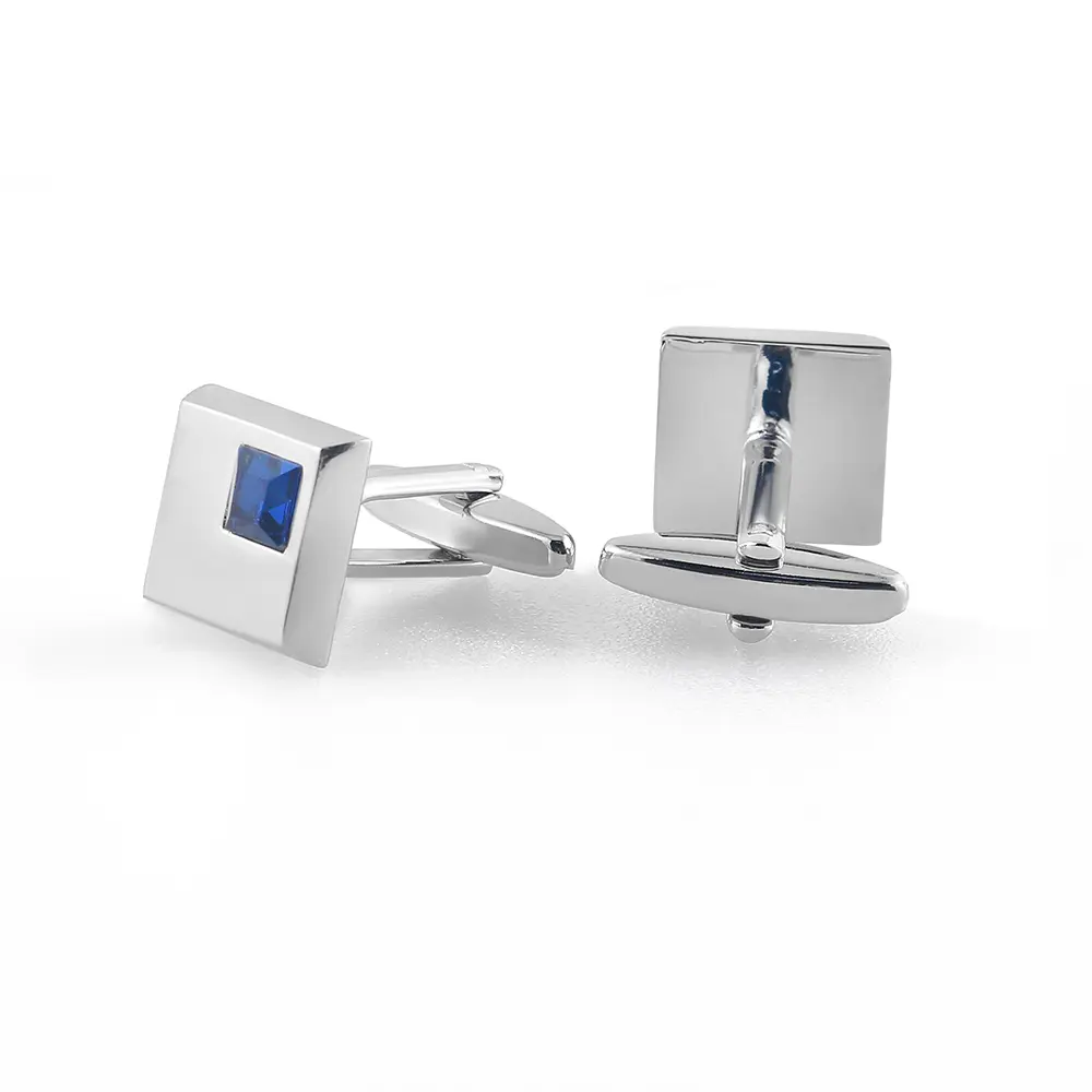 OEM Fashion French Luxury Wedding White Blue Square Crystal Zircon Diamond Men's Cufflinks CS0028-blue Supplier, Factory