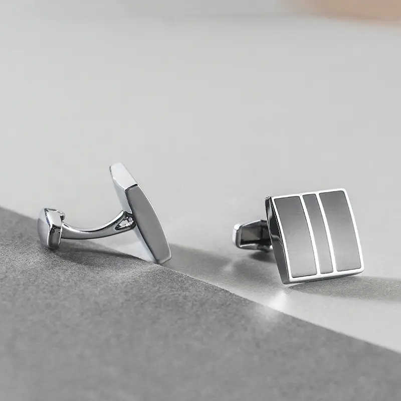 OEM Simple Design Soft Enamel Black Square Alloy Cufflink for Men Shirt Wholesale Low Price CCW0085 Factory, Company