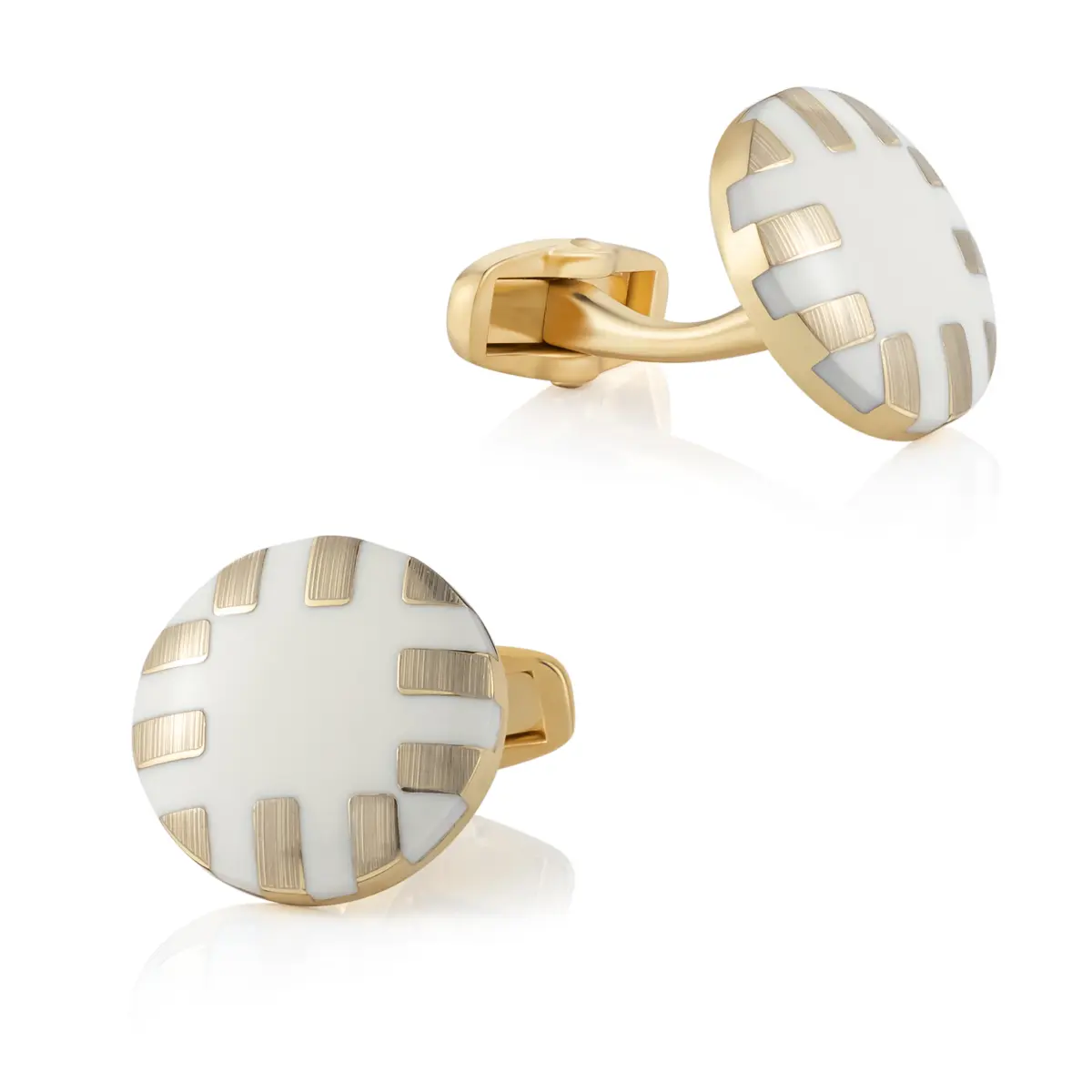 Custom Vintage White Stone with Gold Checkered New Stylish Men Cufflinks Wholesales Suppliers, Factory