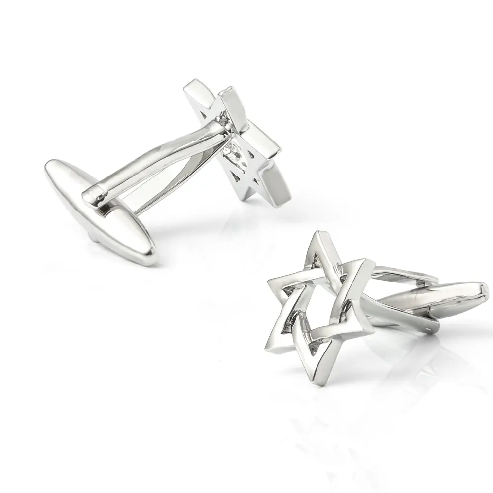 Wholesale Wholesales Amazons Etsy Hot Selling Custom Silver Metal Star of David Cufflinks CL0199 Manufacturer, Exporter