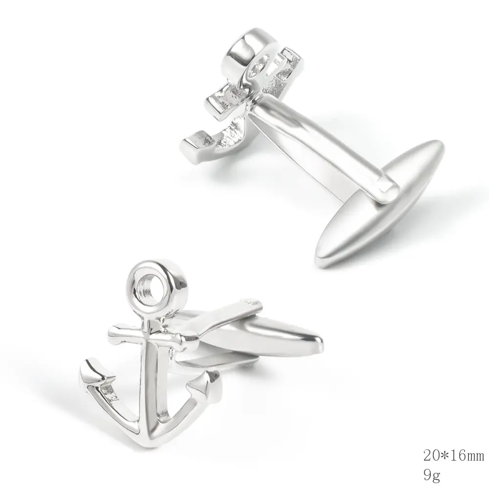 ODM Hot Selling Superior Metal Craft Boat Anchor Design Silver Plated Copper Cufflinks CL0006 Manufacturer, Company