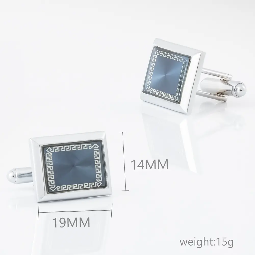 Wholesale Factory Wholesale Classic Silver & Blue Cufflinks  Pattern Design Vintage Accessories Metal Cufflinks CA9005-2 Factory, Exporters