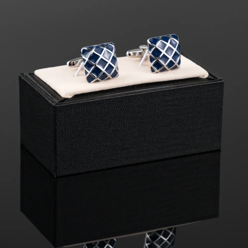 Wholesale China Factory High Quality Custom Cufflinks Button Square Blue Enamel Accessory Cuff Link CC8969 Factories, Exporter