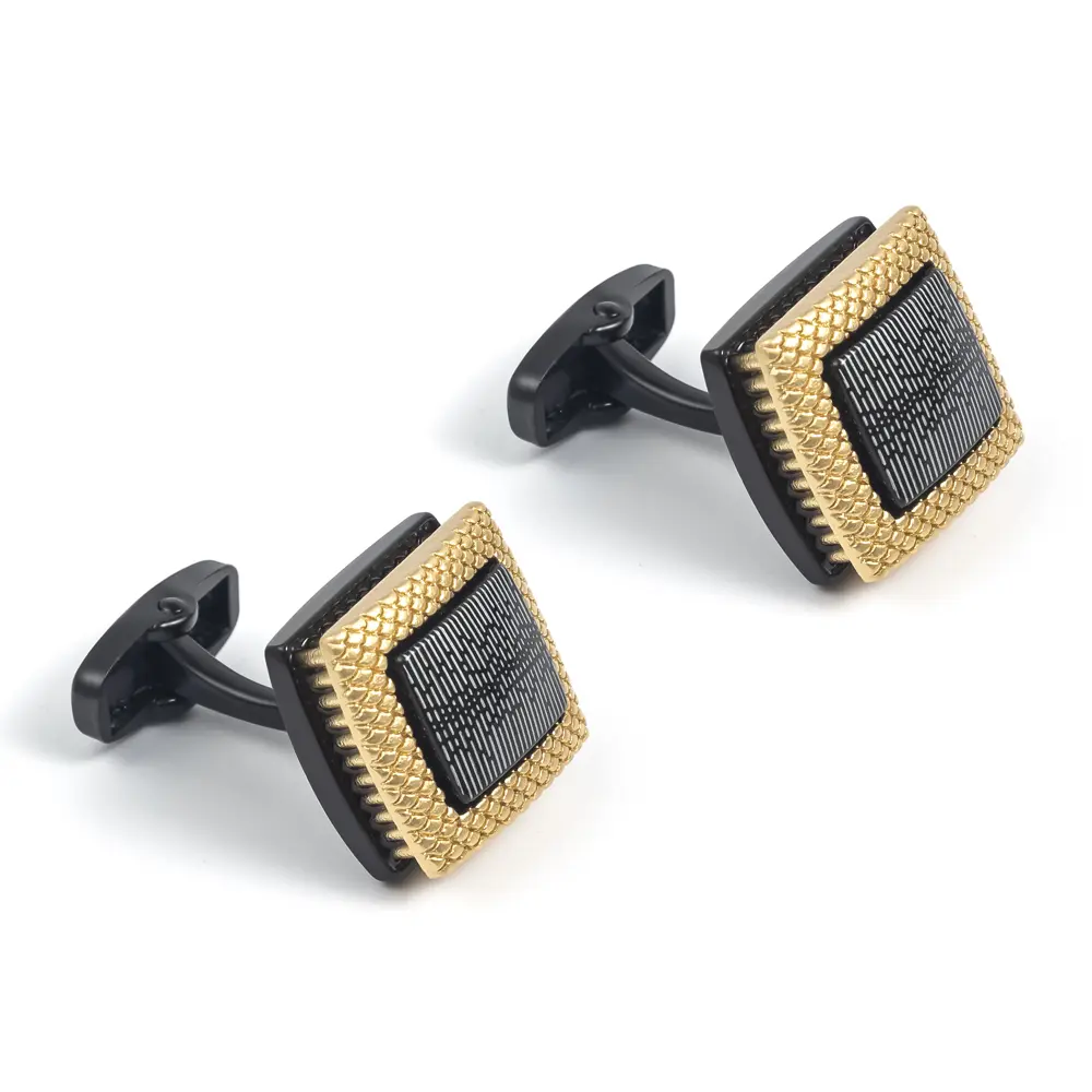 OEM Classical Black and Golden Music Magic Cube Design Alloy Cuff Link for Men Shirt Manufacturer, Suppliers