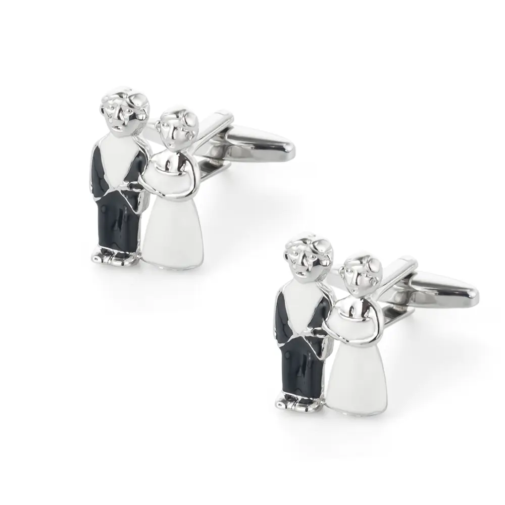 Wholesale Novelty Wedding  Enamel Bride and Groom Cufflinks for Suit Shirt Accessories CC0030