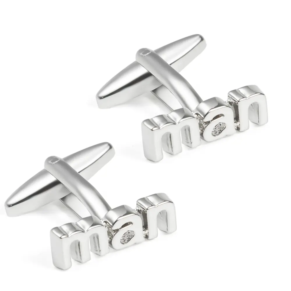 ODM Factory Premium Fancy Groom Best Man Silver Letters Engraved Wedding Brass Cufflinks CL0004 Suppliers, Companies