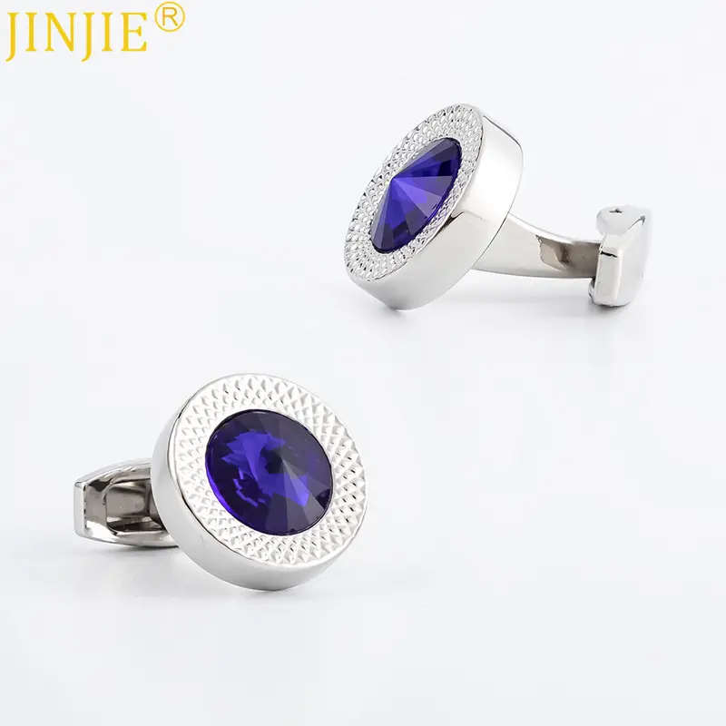 ODM Cufflink Manufacturer Zircon Round Sapphire Men's Fashion Jewelry Cufflinks CS9001 Exporters, Company