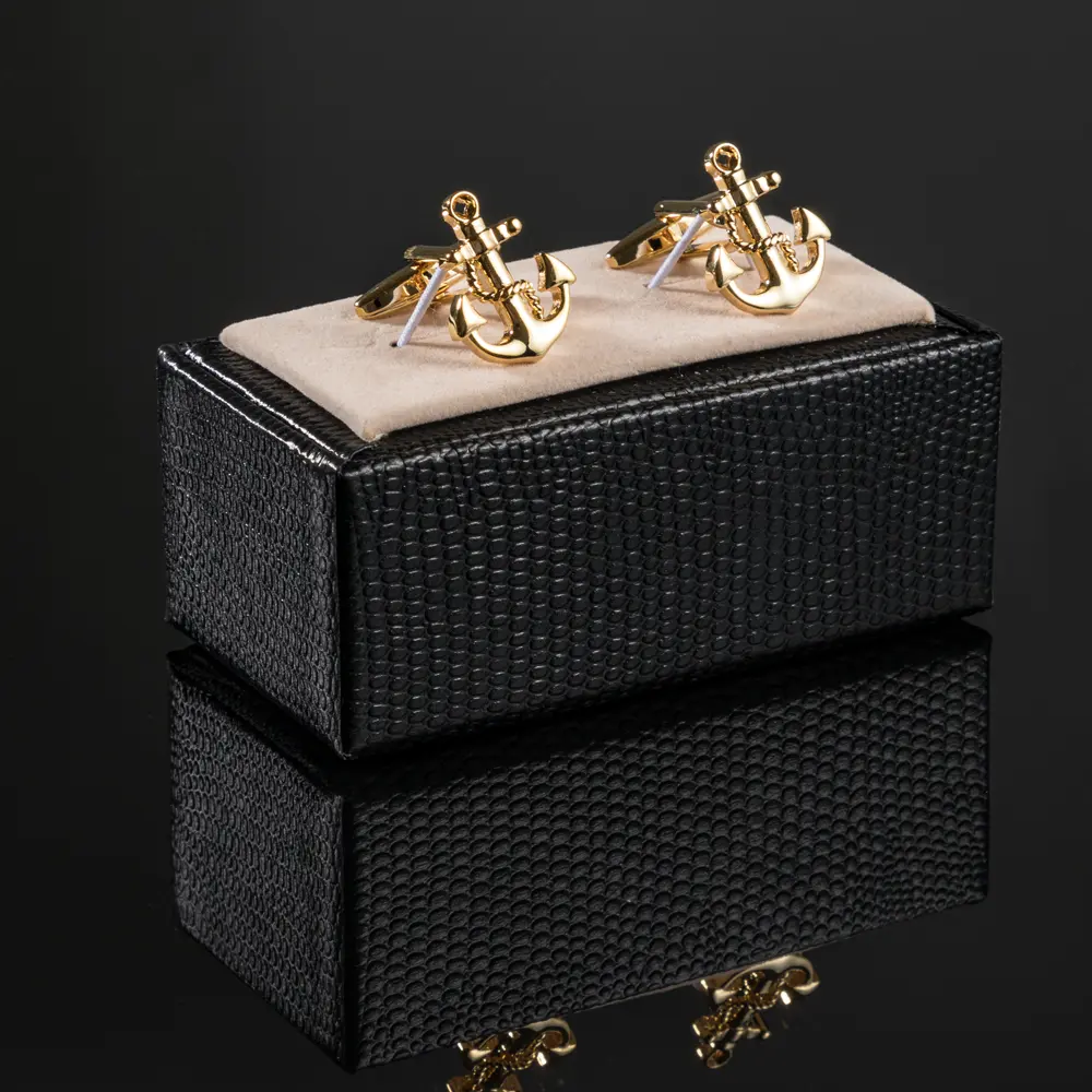 Custom Luxury Golden Plated Simple Design Anchor Cufflinks Novelty Suit Shirt Accessory CL0024-G Supplier, Company
