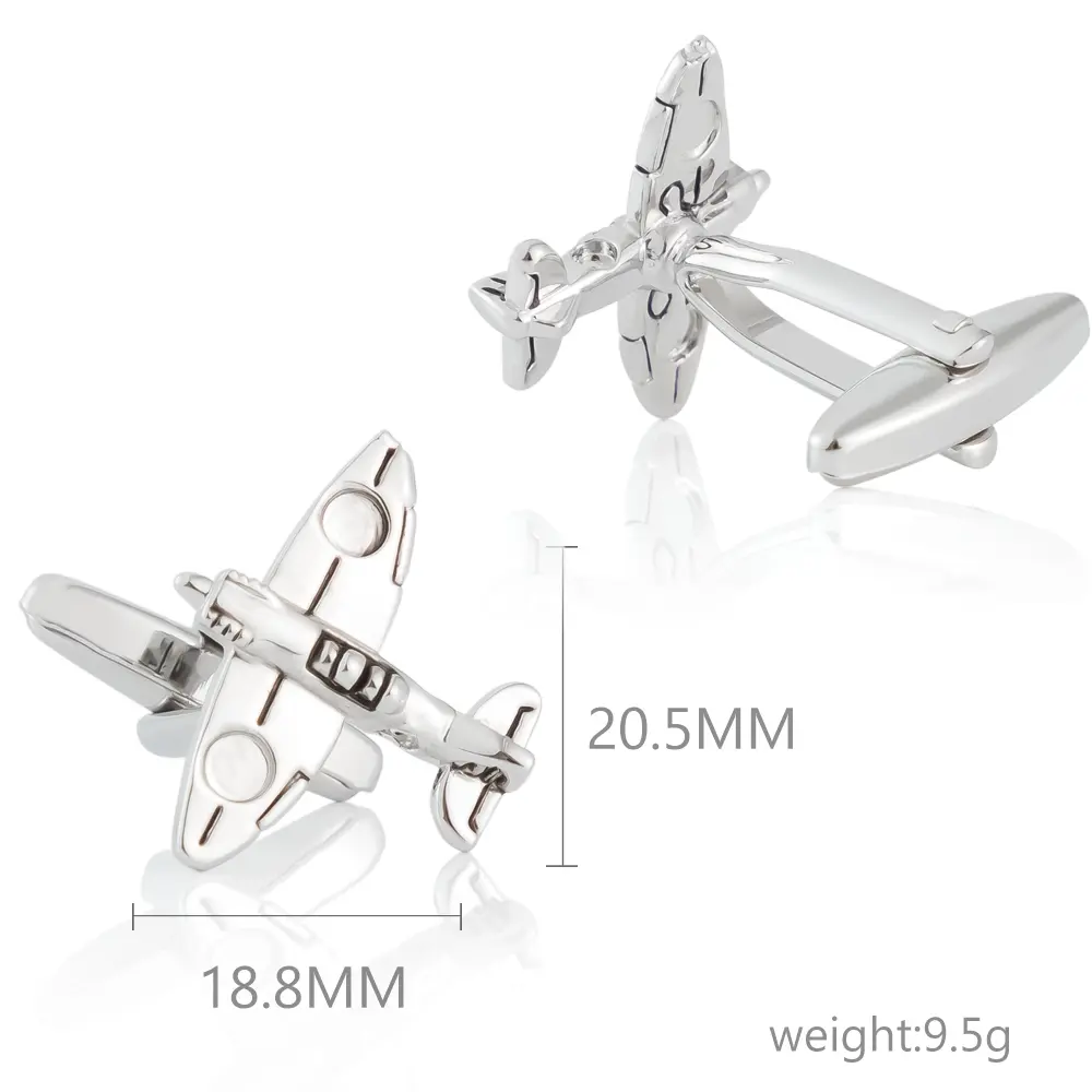 OEM Personalised Brass Novelty Silver 3D Airplane Cufflinks Gift for Men CC0014S Company, Companies