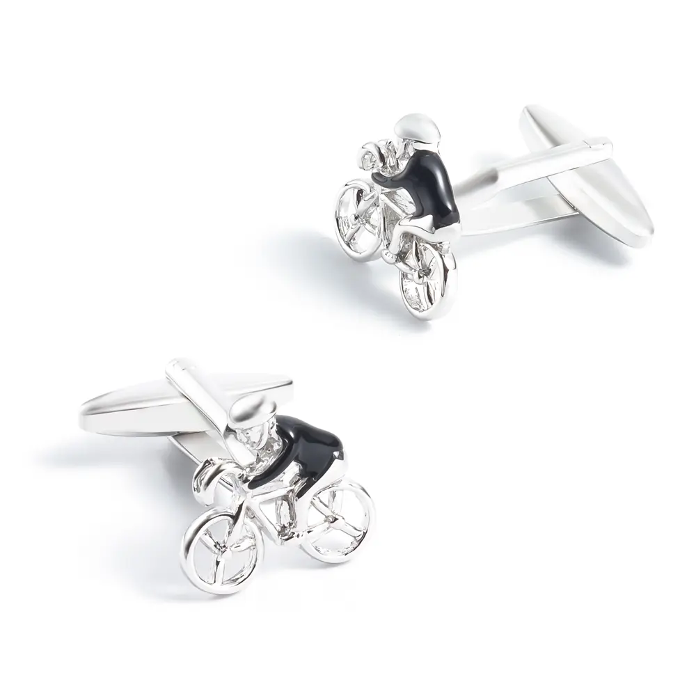 Custom Best Sale Factory High Quality Brass Material Enamel Bicycling Cufflinks CC0306-Black Factory, Companies
