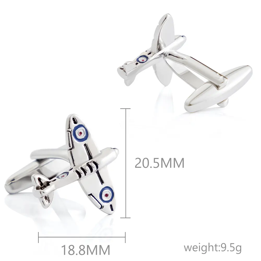 OEM Factory Low MOQ Personalised Brass Novelty Silver 3D Airplane Cufflinks Gift for Men CC0014 Factories, Companies