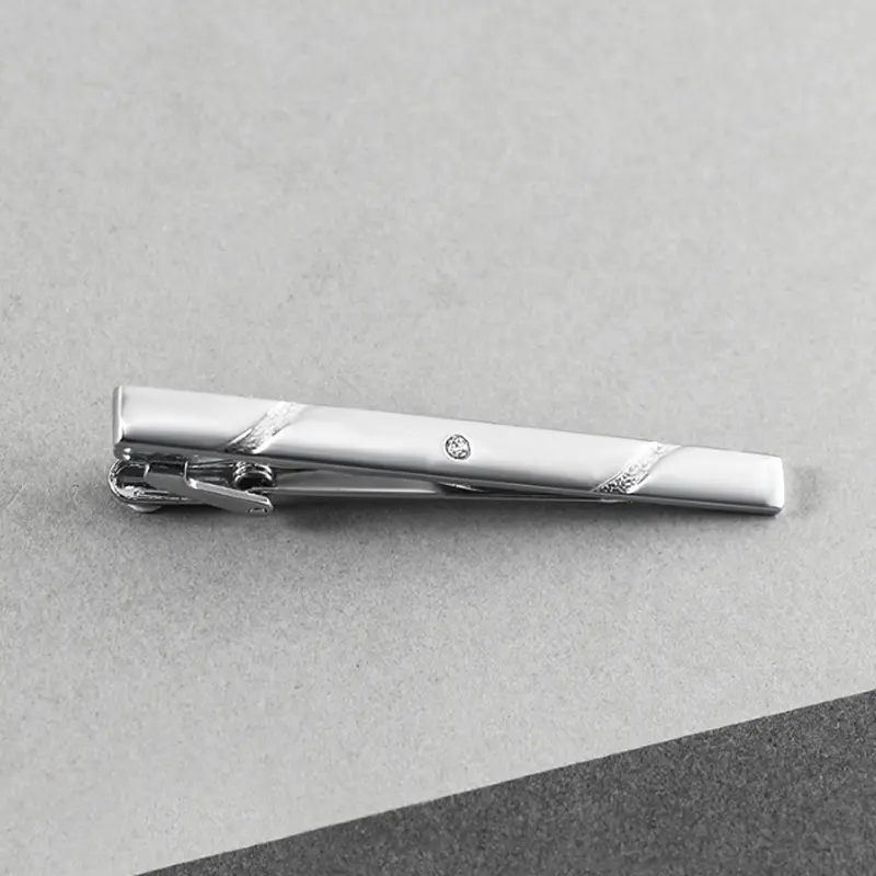 Wholesale JINJIE Wholesale Silver Plated Engraved Fashion Men Wedding Tie Clips Clamp Pins TS0026 Factory, Factories