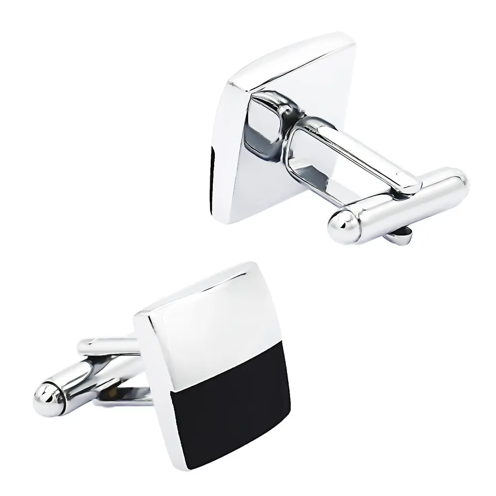 ODM JINJIE Wholsale Gentleman Business Half Black Enamel Square Men Cufflinks CC-Q013-1 Factories, Companies