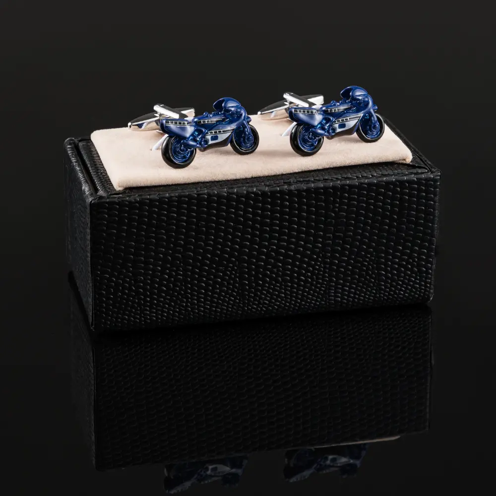 Wholesale Factory Hot Selling Sports Cool Motorbike Design Cufflinks for Men Shirt CC0083-Blue Supplier, Exporters