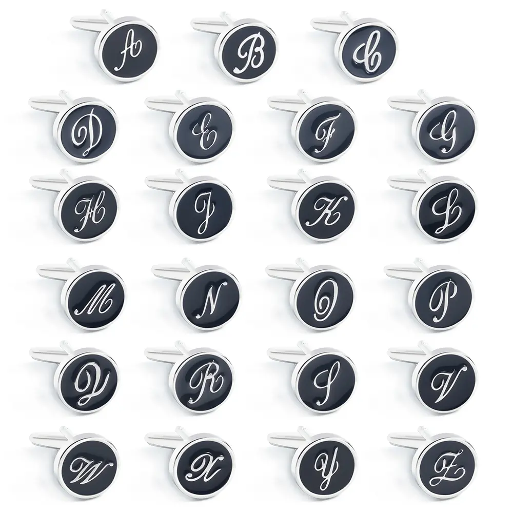 OEM Hot Selling Cufflinks Alphabet Soft Enamel Brass Black Letter Cuff Links for Men CC0011 Factories, Exporters