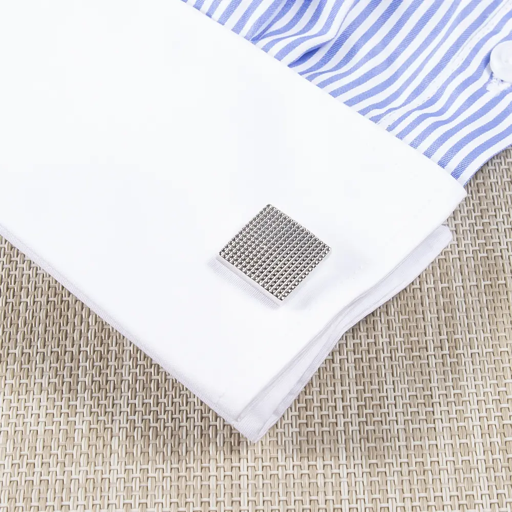 Wholesale Latest Design Retro Silver Square Dot Brass Material Men Cufflinks For Shirts CL0190-S Supplier, Suppliers