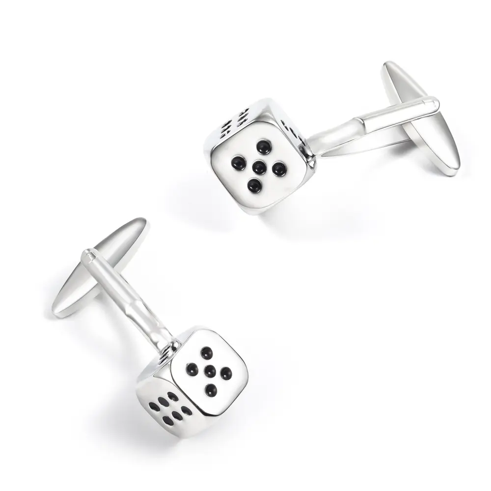 ODM High Quality Fashion French 3D Lucky Dicee Enamel Cufflinks Copper Silver Cuff CC0272 Manufacturers, Exporter