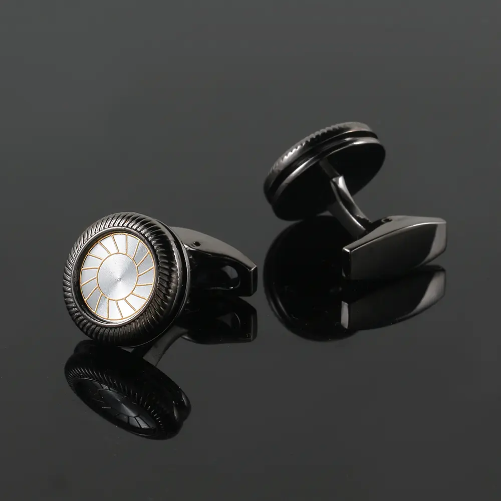 ODM Personalized High Quality Black Silver Tyre Pattern Cufflinks Exporter, Exporters
