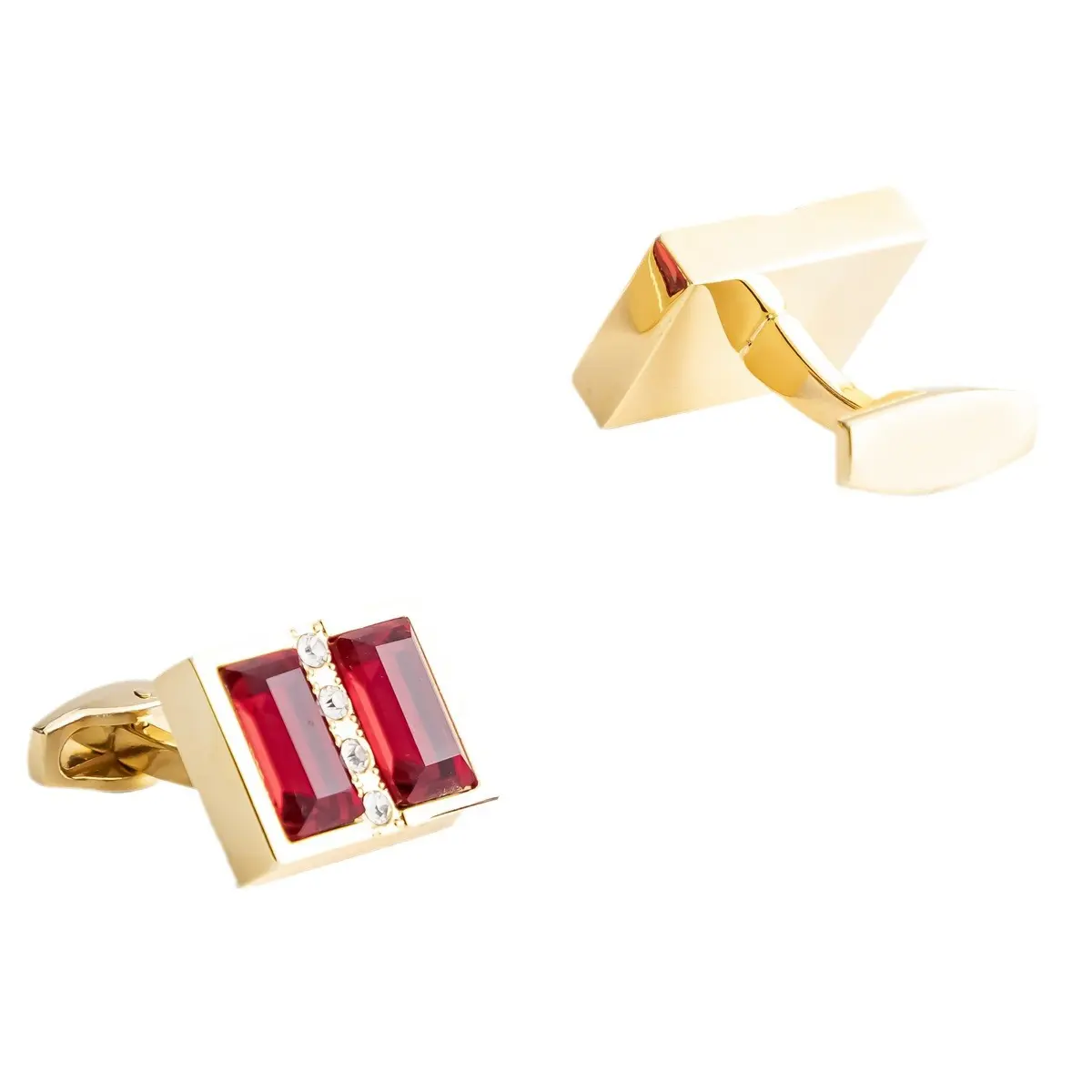 Wholesale Golden Plated Red Garnet Gemstone Cufflinks Men's Modern Shirt Jewelry CS0102