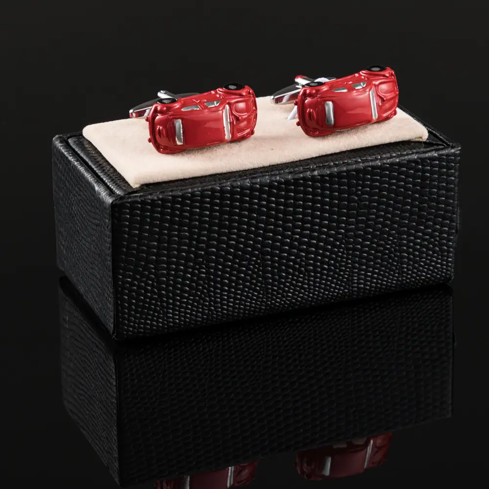 Wholesale Mens Personalized Beetle Red & White 3D Car Cufflinks Mens Sleeve Jewelry CC0110