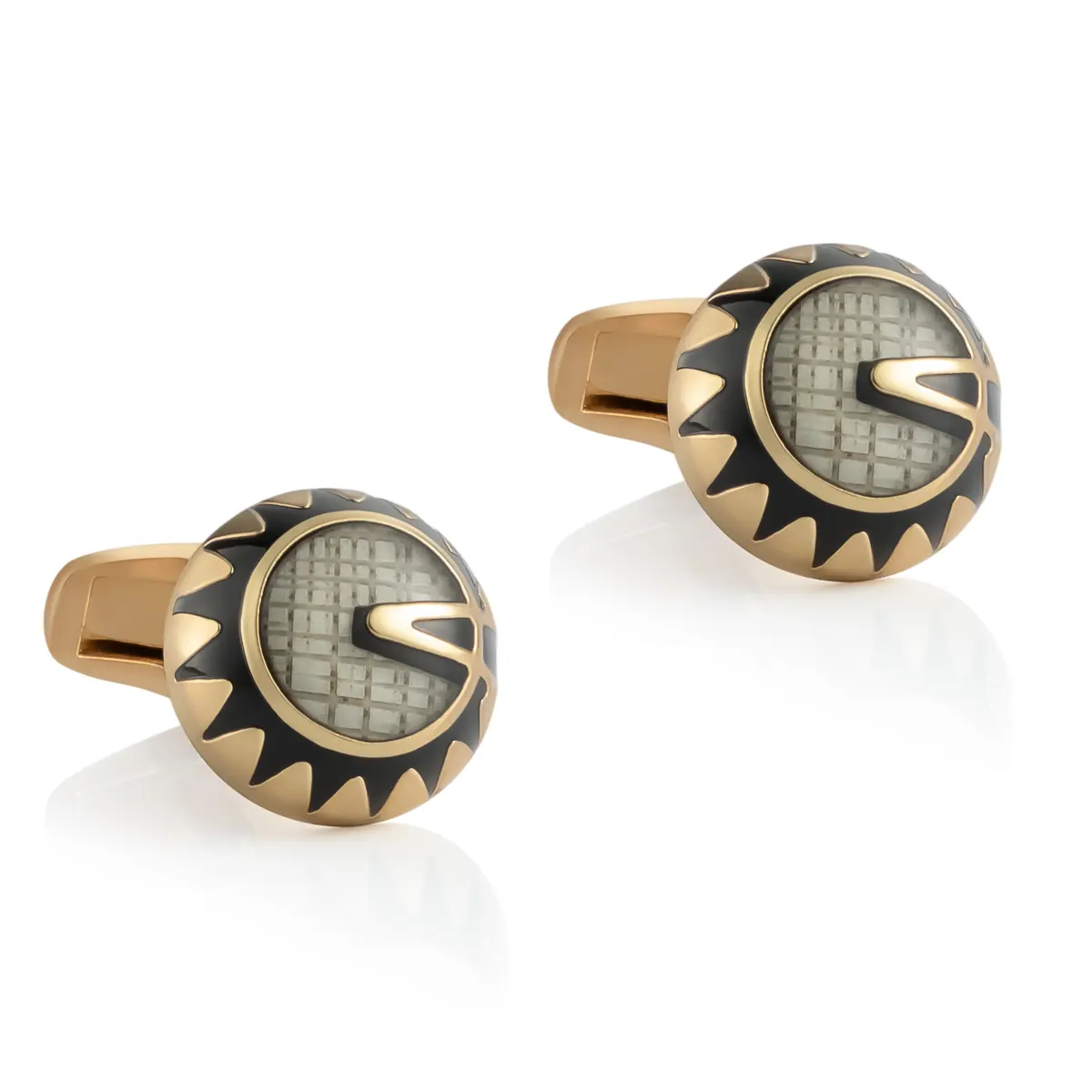 Custom Round Engraved Logo Hot Selling Vintage Golden Color Personalized Metal Cufflink Supplier, Exporter