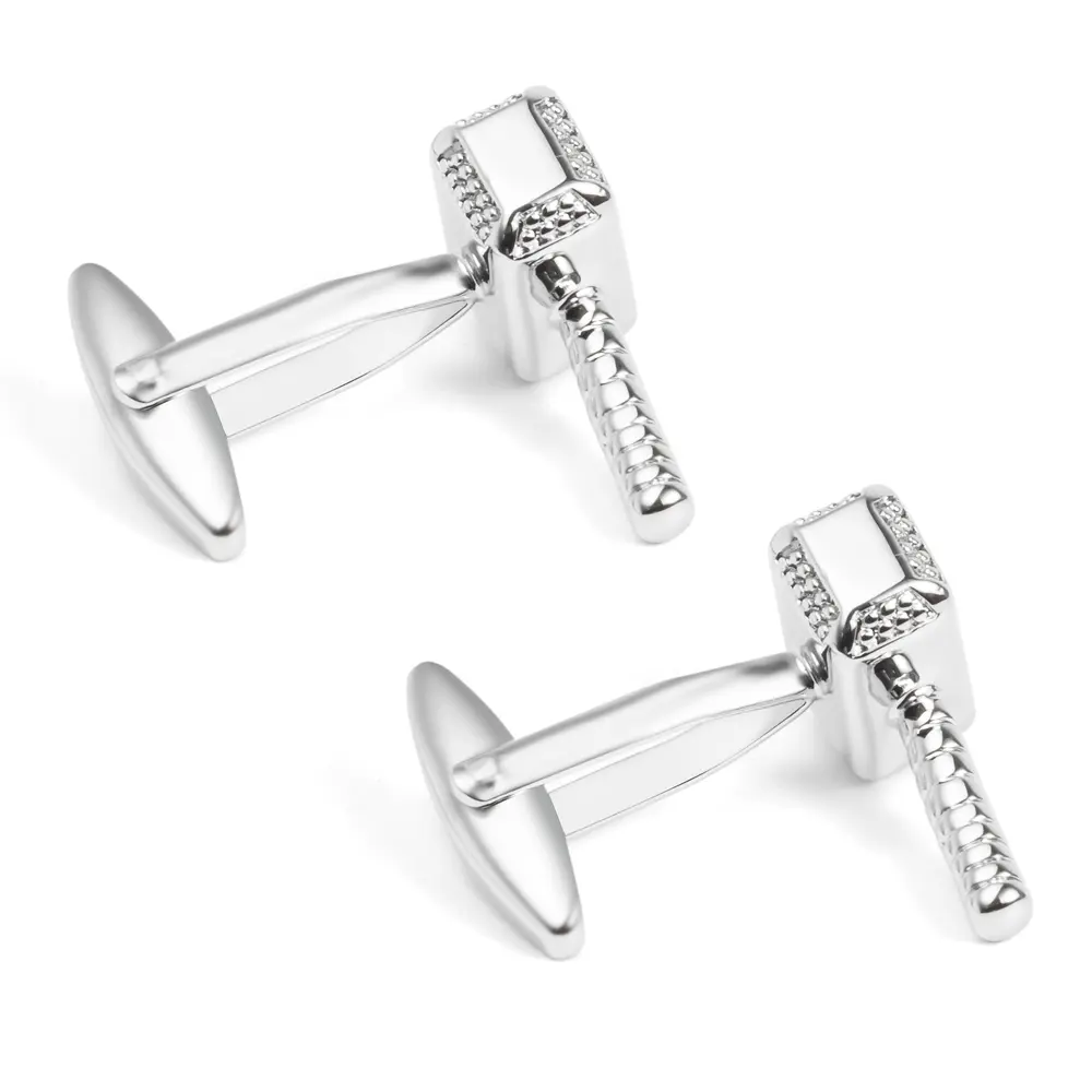 OEM Fashion Factory Price Copper Material Silver Plated Thor's Hammer Cufflinks CL0030-S Suppliers, Exporters
