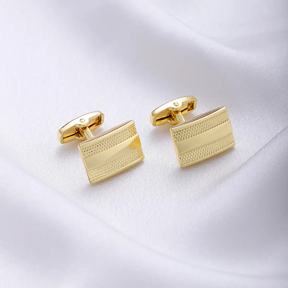 ODM French Rectangular Gold Plated Classic Cufflinks Suit Shirt For Men CLW0013-G Exporter, Company