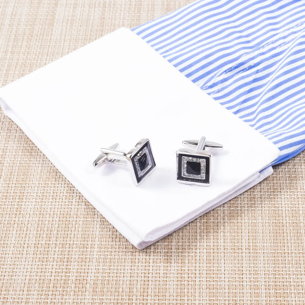 OEM French High Quality Copper Alloy Elegant Cubic Zirconia Square Jewelry Cuff Links Cufflinks CS0073-S Manufacturers, Companies