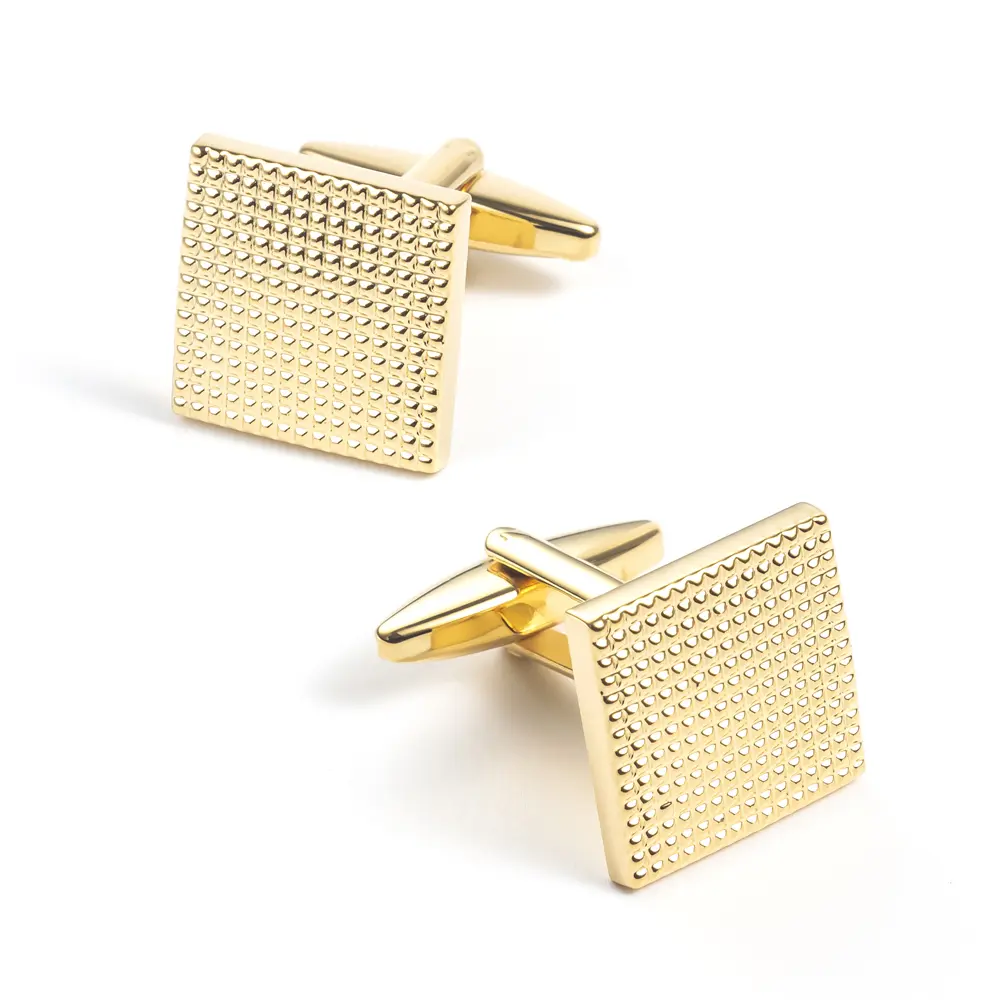 OEM Latest Design Retro Golden Square Dot Brass Material Men Cufflinks For Shirts CL0190-G Manufacturer, Factory