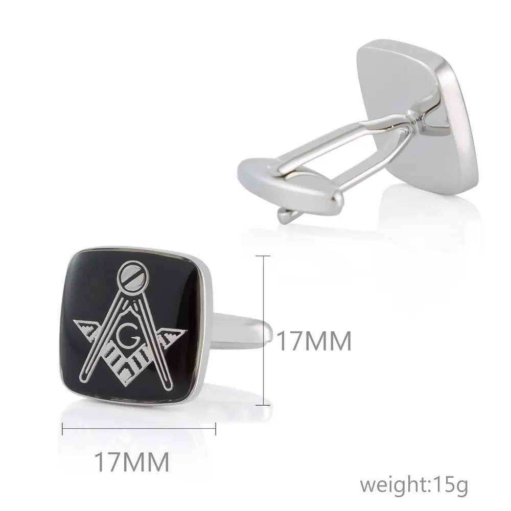 ODM High Quality Fashion Enamel Black Masonic Logo Custom Cufflinks for Men Shirt CC0001 Supplier, Suppliers