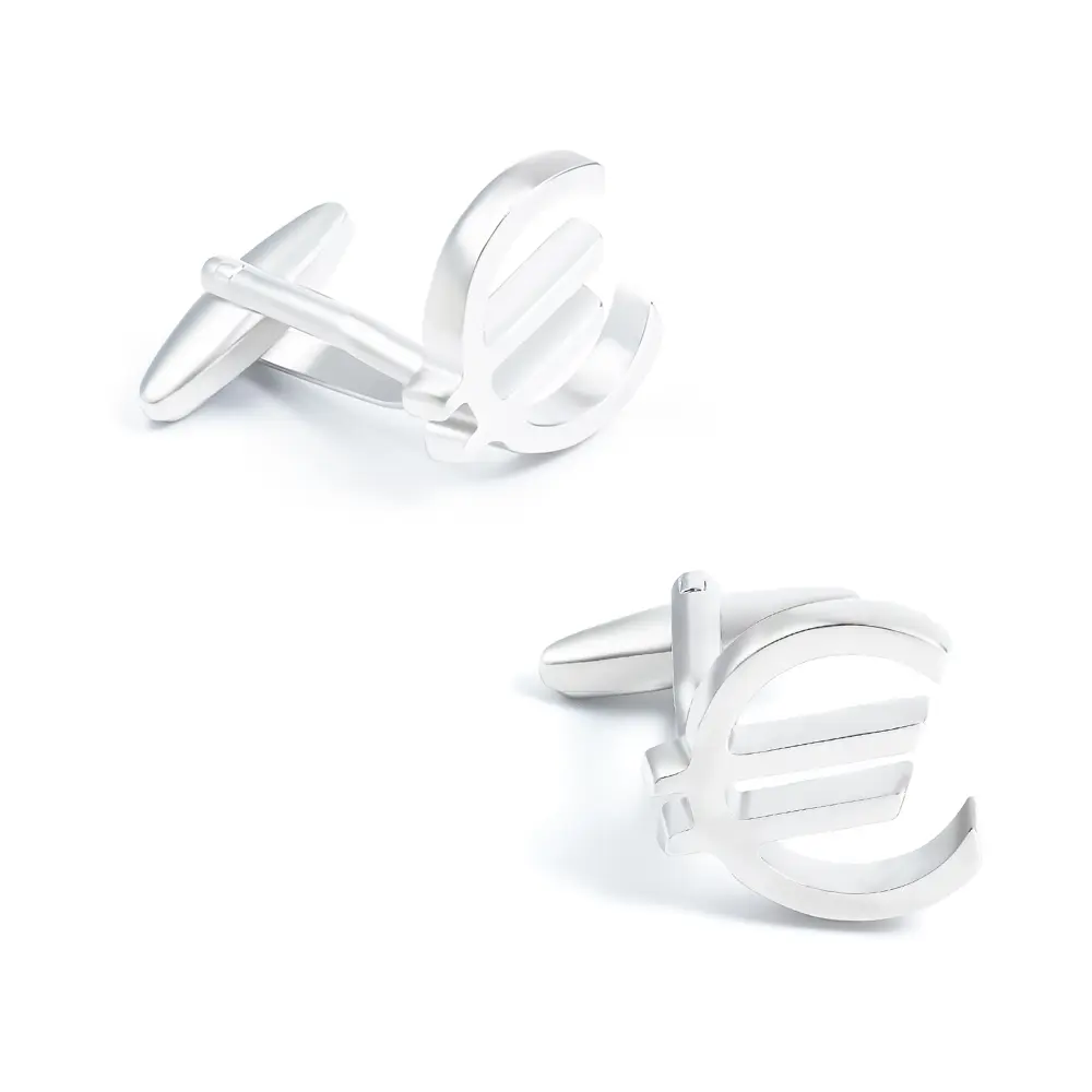 ODM Cufflink Manufacturer Silver Plated Euro Sign French Business Shirt Suit Cuff Links for Men Wholesale CL0127 Exporters, Companies