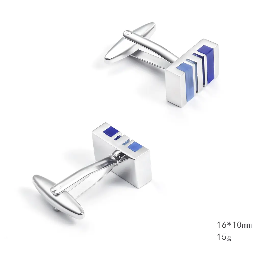 Wholesale Natural Opal Blue Stone Stripe Rectangular Cufflinks Gift for Men Manufacturer, Suppliers