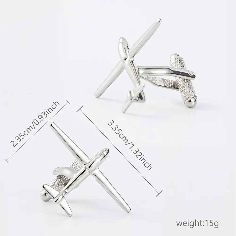 Custom Metal Cufflinks Silver Airplane Logo With Custom Aircraft Men Accessories CL0221-S Manufacturer, Exporters