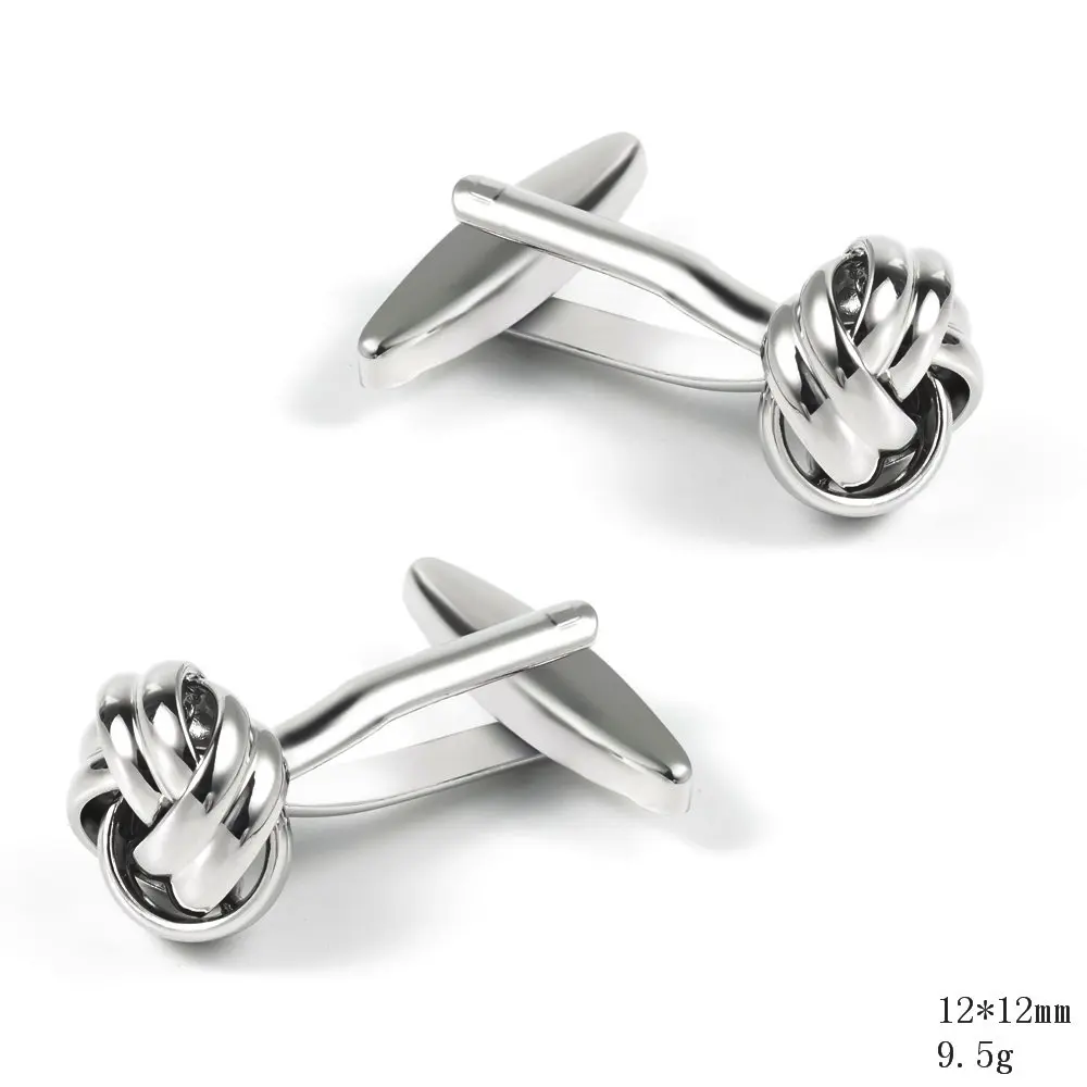 ODM Classic Fashion Promotional Metal Brass Silver Knot Cuff links for Men Shirts Factories, Companies