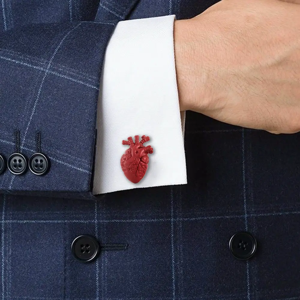 OEM Personality Vibrant Red Heart Design Shape Cufflinks Popular Doctor Gifts CC0023 Factory, Companies