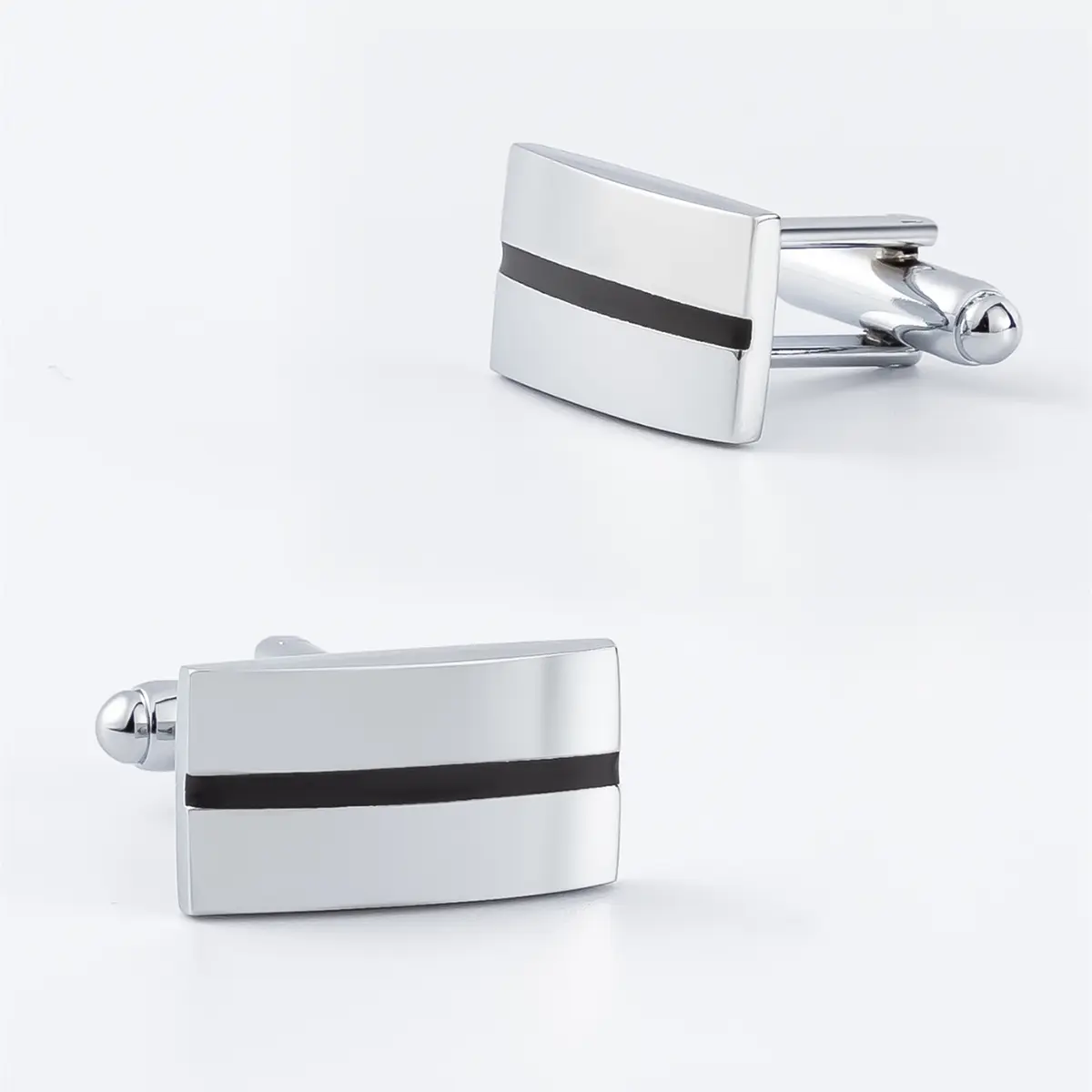 Custom Elegant Formal Men's Silver Plated with Black Enamel Cufflinks Low Price Wholesale CC-Q066 Factory, Company
