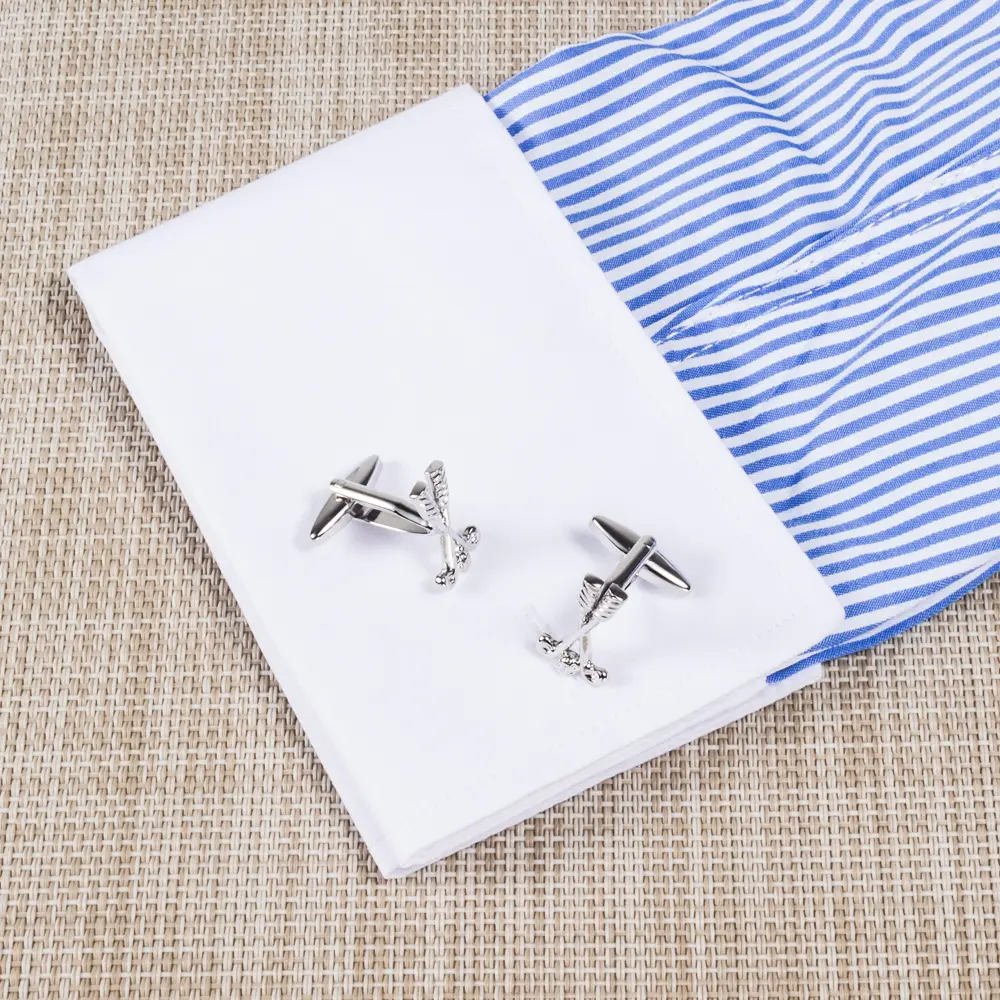 Custom WholesaleLuxury French Tuxedo Shirt Metal Silver Plated Golf Clubs & Ball Men Cufflinks CL0045 Manufacturers, Factories