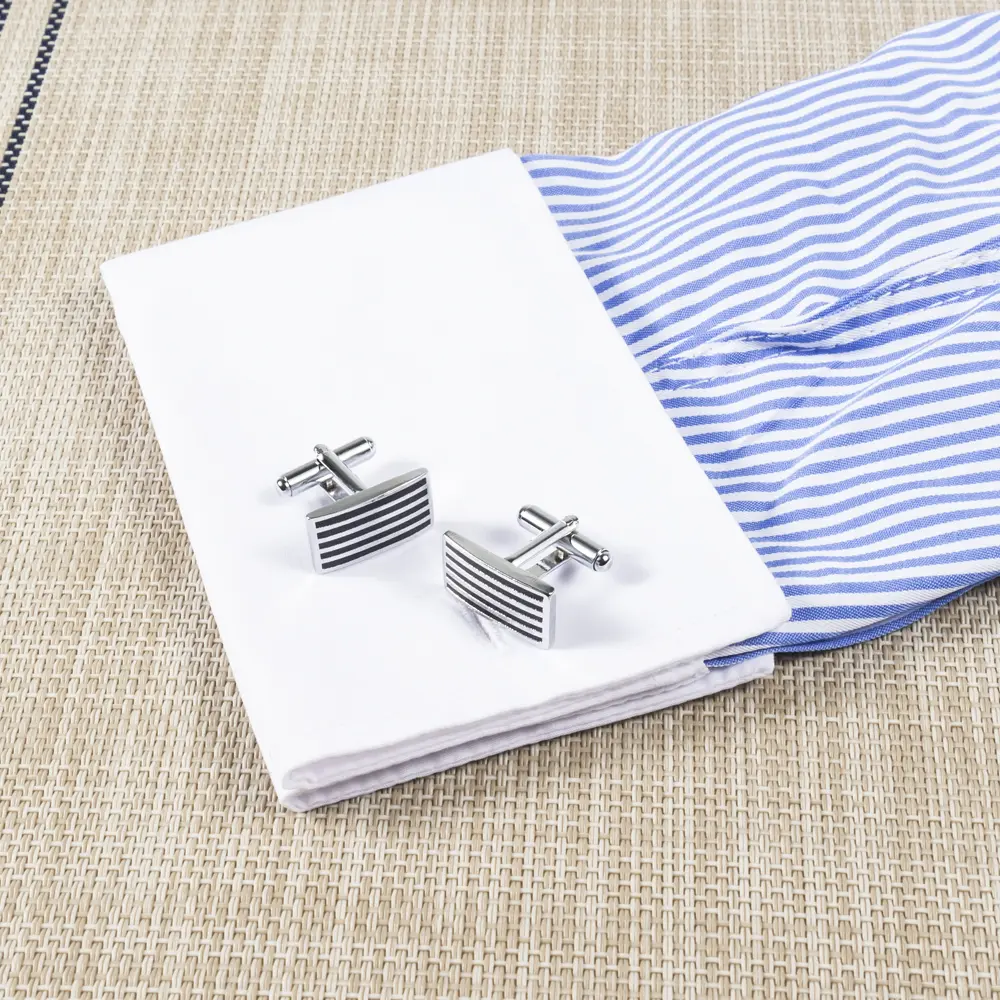 Custom Factory In Stock Silver Plated Black Enamel Cufflinks Shirt Cuff Links CC-Q101 Suppliers, Exporters