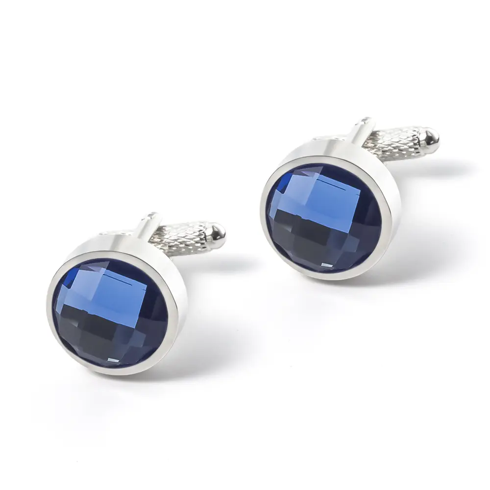 ODM Men's Cufflinks Blue Eyes Gemstone Zirconia Cufflinks Hot Selling CS0091-2 Manufacturers, Exporter
