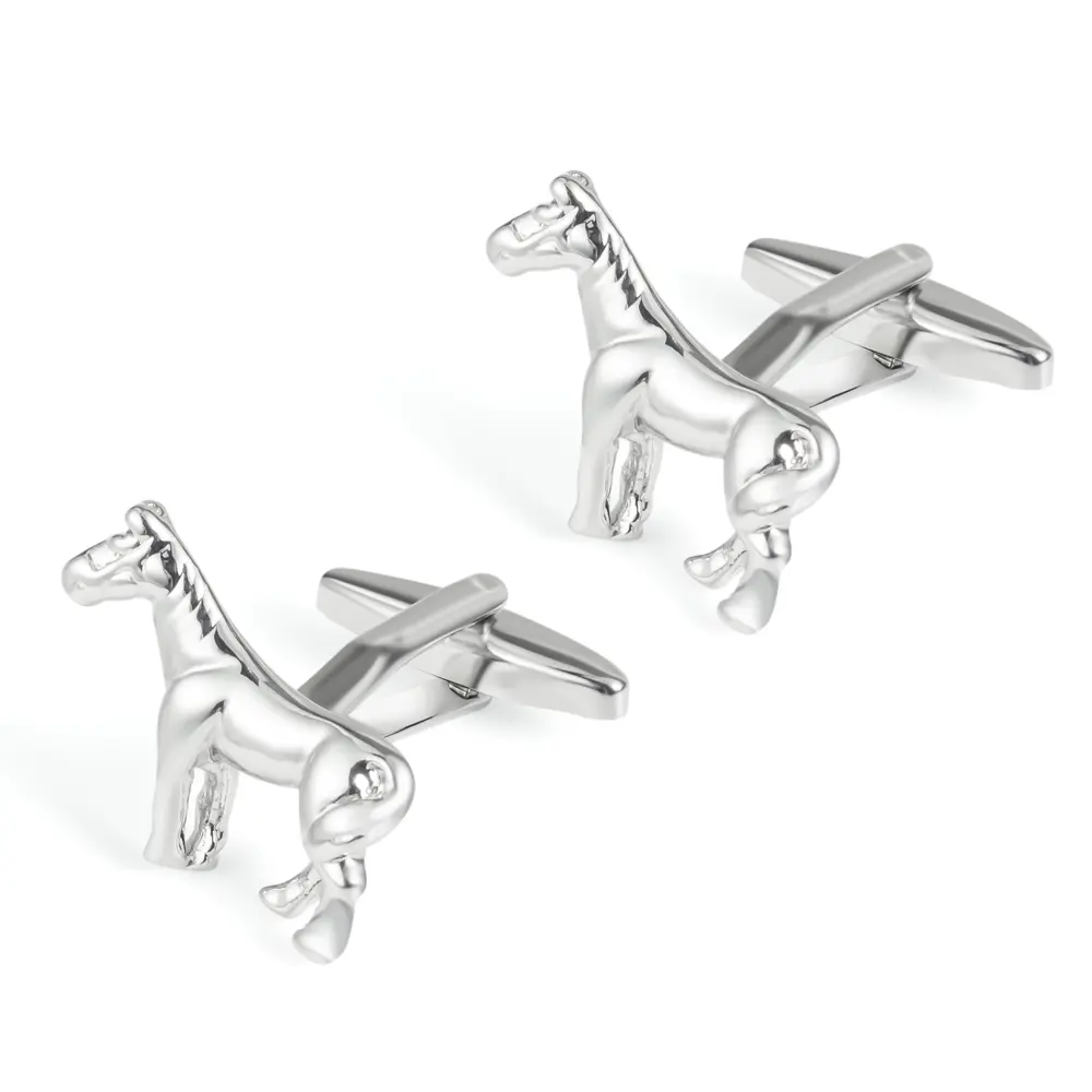 Custom Hot Sale Cufflink Factory Silver Plated Copper Racehorse Men's French Cufflinks Wholesale CL0029 Exporter, Companies