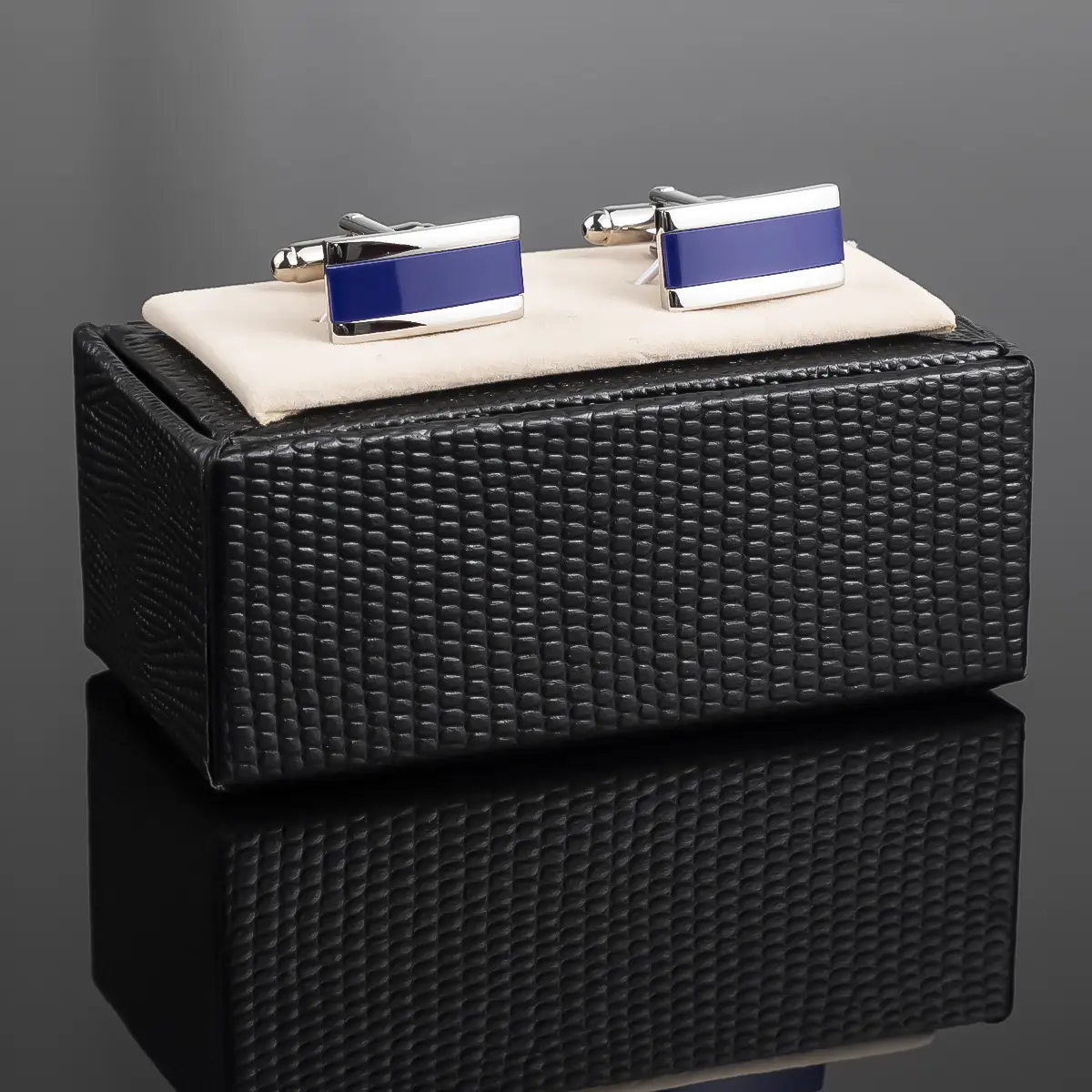 Wholesale Elegant Custom Dark Blue Opal Cufflinks Men's Business Suit Fashion Accessory CC0333