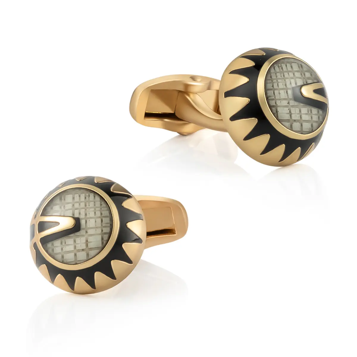 Custom Round Engraved Logo Hot Selling Vintage Golden Color Personalized Metal Cufflink Supplier, Exporter