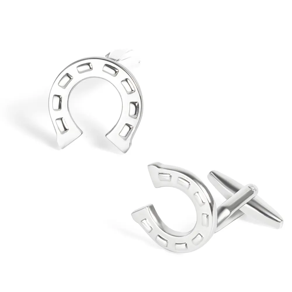 Wholesale Factory Sales Brass Material Silver Color Plated Round Horseshoe U Shape Cufflinks CL0014 Supplier, Company