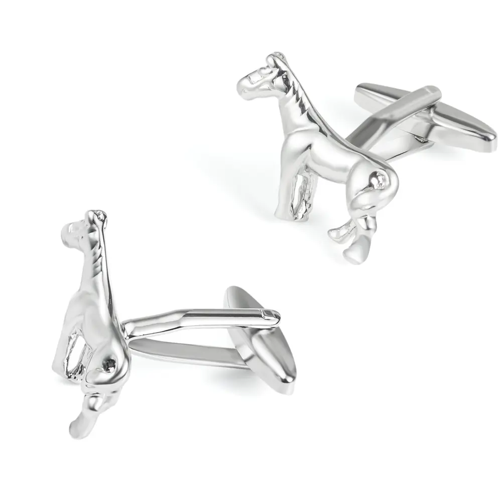 Custom Hot Sale Cufflink Factory Silver Plated Copper Racehorse Men's French Cufflinks Wholesale CL0029 Exporter, Companies