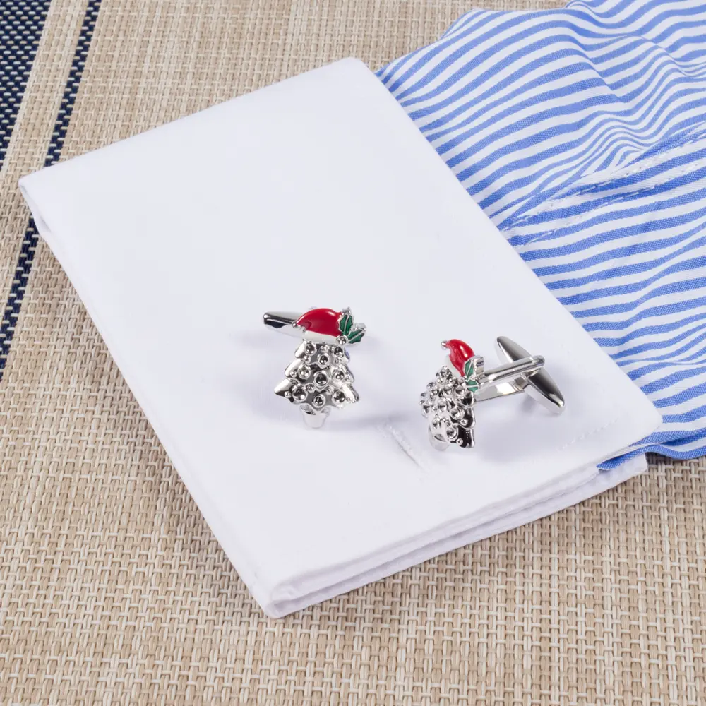 OEM Wholsale Custom DIY Red & Silver Christmas Tree Cufflinks Low Price CC0193 Manufacturers, Companies