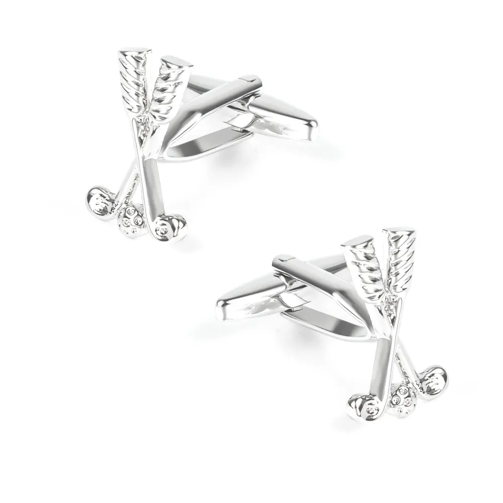 Custom WholesaleLuxury French Tuxedo Shirt Metal Silver Plated Golf Clubs & Ball Men Cufflinks CL0045 Manufacturers, Factories
