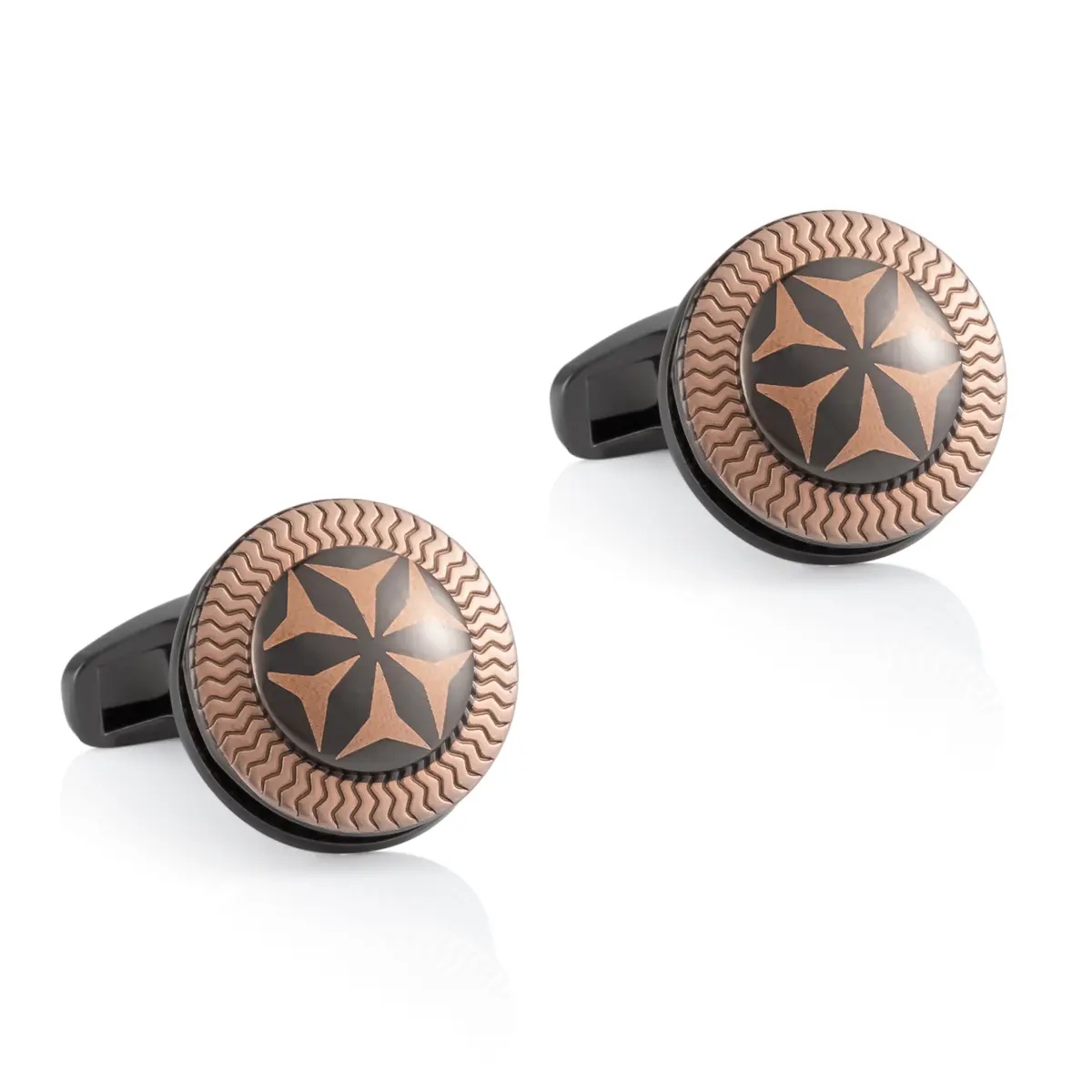 ODM Arabic Classic Wavy Pattern Rose Golden & Black Men Metal Cufflinks Cheap Suppliers, Company