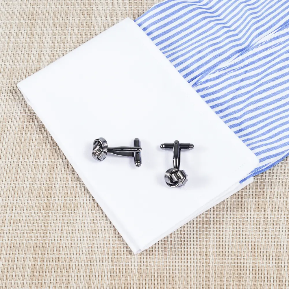 Wholesale Low MOQ Modern Gunmetal Color Metal Knot Cufflinks Men Gifts